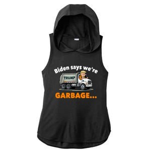 Donald Trump Rides A Garbage Truck Ladies PosiCharge Tri-Blend Wicking Draft Hoodie Tank