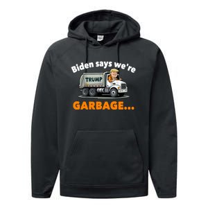 Donald Trump Rides A Garbage Truck Performance Fleece Hoodie