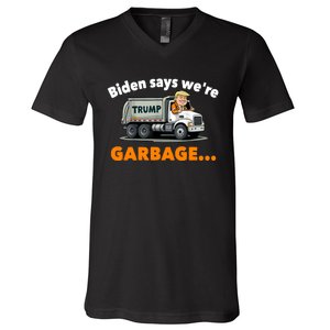 Donald Trump Rides A Garbage Truck V-Neck T-Shirt