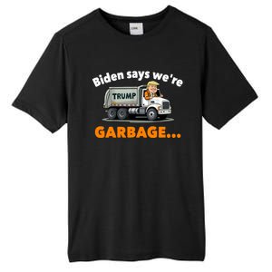 Donald Trump Rides A Garbage Truck Tall Fusion ChromaSoft Performance T-Shirt