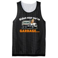 Donald Trump Rides A Garbage Truck Mesh Reversible Basketball Jersey Tank