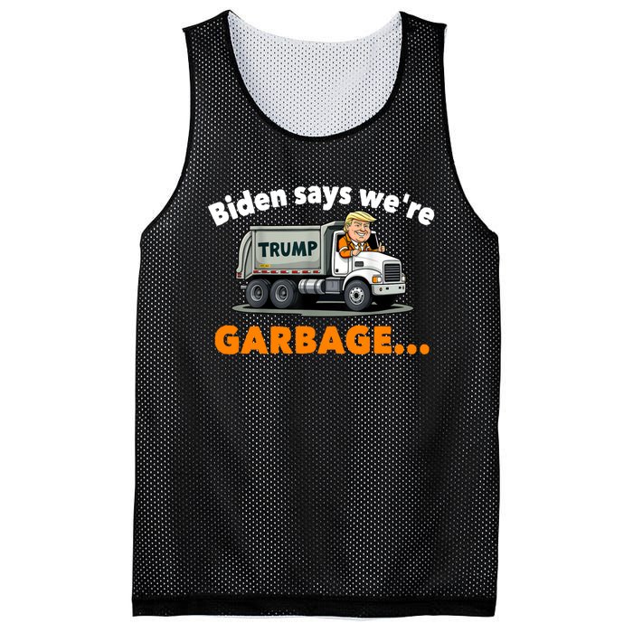 Donald Trump Rides A Garbage Truck Mesh Reversible Basketball Jersey Tank