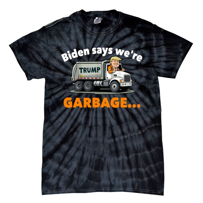 Donald Trump Rides A Garbage Truck Tie-Dye T-Shirt