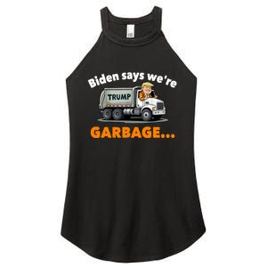 Donald Trump Rides A Garbage Truck Women's Perfect Tri Rocker Tank