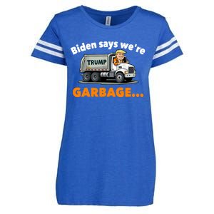 Donald Trump Rides A Garbage Truck Enza Ladies Jersey Football T-Shirt