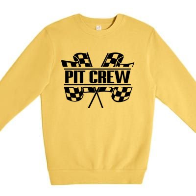 Dirt Track Racing Pit Crew Race Car Team Checker Flag Gift Premium Crewneck Sweatshirt