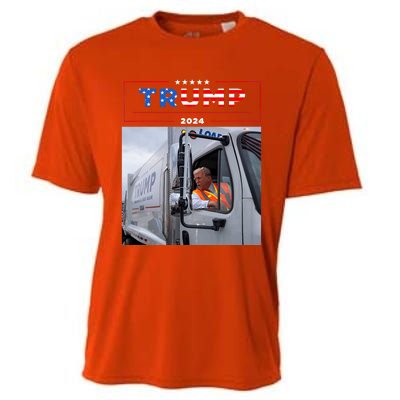 Donald Trump Rides In Garbage Truck Garbage Trump Cooling Performance Crew T-Shirt