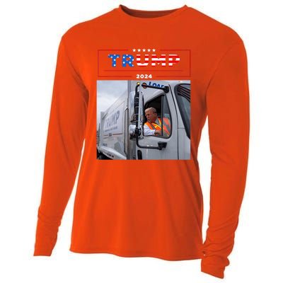 Donald Trump Rides In Garbage Truck Garbage Trump Cooling Performance Long Sleeve Crew