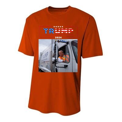 Donald Trump Rides In Garbage Truck Garbage Trump Performance Sprint T-Shirt