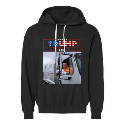 Donald Trump Rides In Garbage Truck Garbage Trump Garment-Dyed Fleece Hoodie