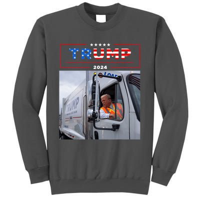 Donald Trump Rides In Garbage Truck Garbage Trump Tall Sweatshirt