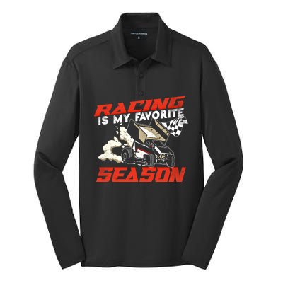 Dirt Track Racing Race Sprint Car Vintage Gift Silk Touch Performance Long Sleeve Polo