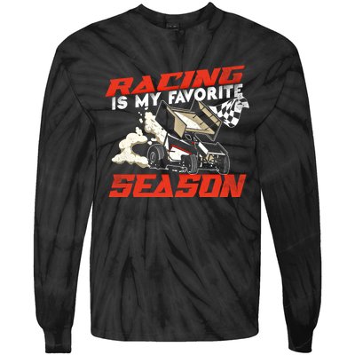 Dirt Track Racing Race Sprint Car Vintage Gift Tie-Dye Long Sleeve Shirt