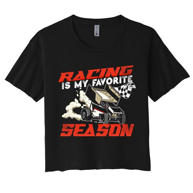 Dirt Track Racing Race Sprint Car Vintage Gift Women's Crop Top Tee