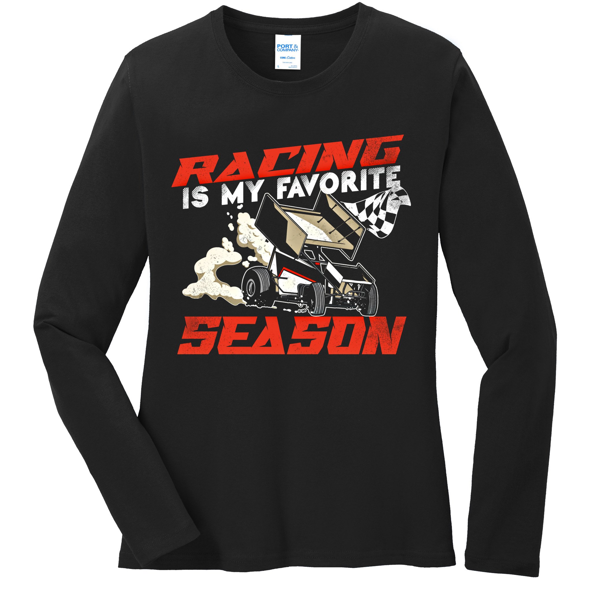 Dirt Track Racing Race Sprint Car Vintage Gift Ladies Long Sleeve Shirt