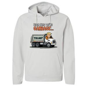 Donald Trump Rides In Garbage Truck Performance Fleece Hoodie