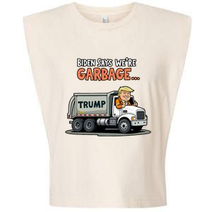 Donald Trump Rides In Garbage Truck Garment-Dyed Women's Muscle Tee