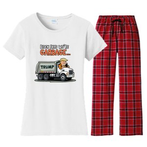 Donald Trump Rides In Garbage Truck Women's Flannel Pajama Set