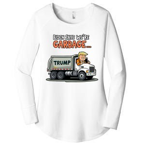 Donald Trump Rides In Garbage Truck Women's Perfect Tri Tunic Long Sleeve Shirt