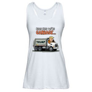 Donald Trump Rides In Garbage Truck Ladies Essential Flowy Tank