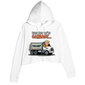 Donald Trump Rides In Garbage Truck Crop Fleece Hoodie