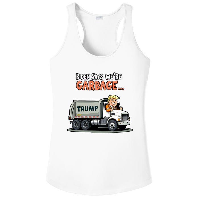 Donald Trump Rides In Garbage Truck Ladies PosiCharge Competitor Racerback Tank