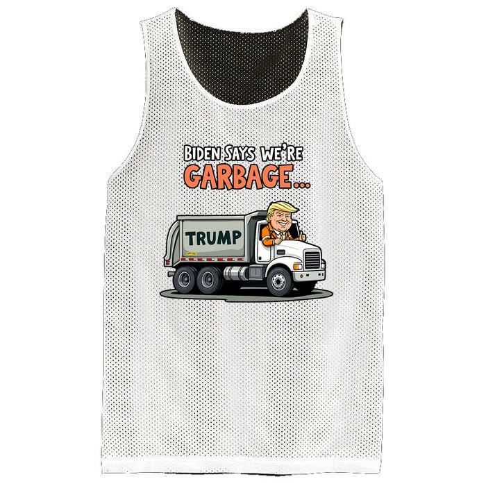 Donald Trump Rides In Garbage Truck Mesh Reversible Basketball Jersey Tank