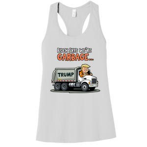 Donald Trump Rides In Garbage Truck Women's Racerback Tank