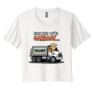 Donald Trump Rides In Garbage Truck Women's Crop Top Tee