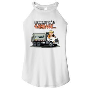 Donald Trump Rides In Garbage Truck Women's Perfect Tri Rocker Tank