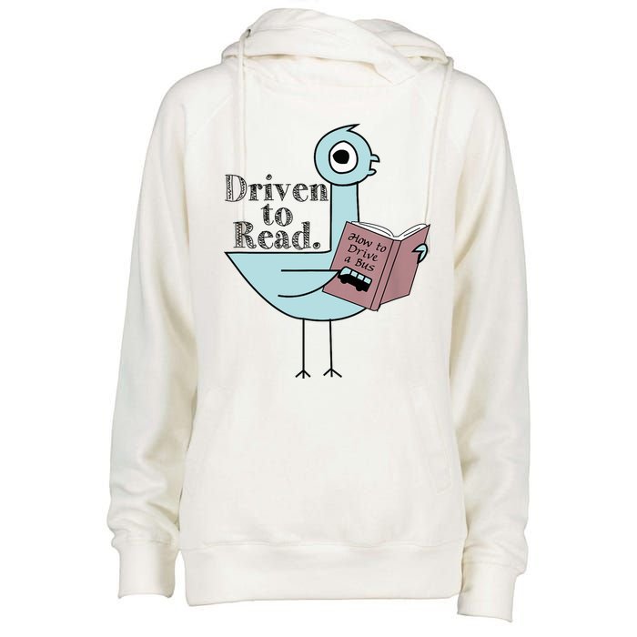 Driven To Read Pigeon Library Reading Books Readers Womens Funnel Neck Pullover Hood