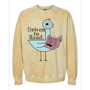 Driven To Read Pigeon Library Reading Books Readers Colorblast Crewneck Sweatshirt