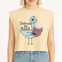 Driven To Read Pigeon Library Reading Books Readers Garment-Dyed Women's Muscle Tee