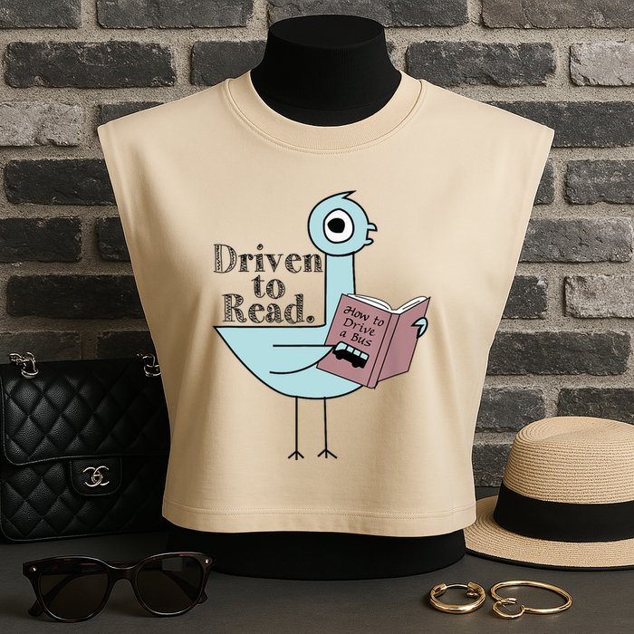 Driven To Read Pigeon Library Reading Books Readers Garment-Dyed Women's Muscle Tee