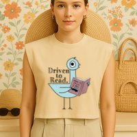 Driven To Read Pigeon Library Reading Books Readers Garment-Dyed Women's Muscle Tee