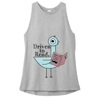 Driven To Read Pigeon Library Reading Books Readers Ladies PosiCharge Tri-Blend Wicking Tank