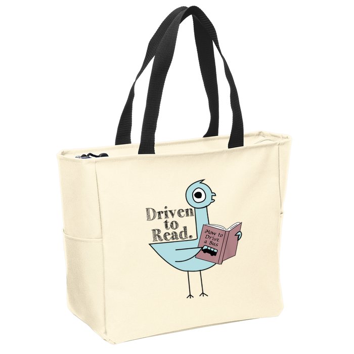 Driven To Read Pigeon Library Reading Books Readers Zip Tote Bag