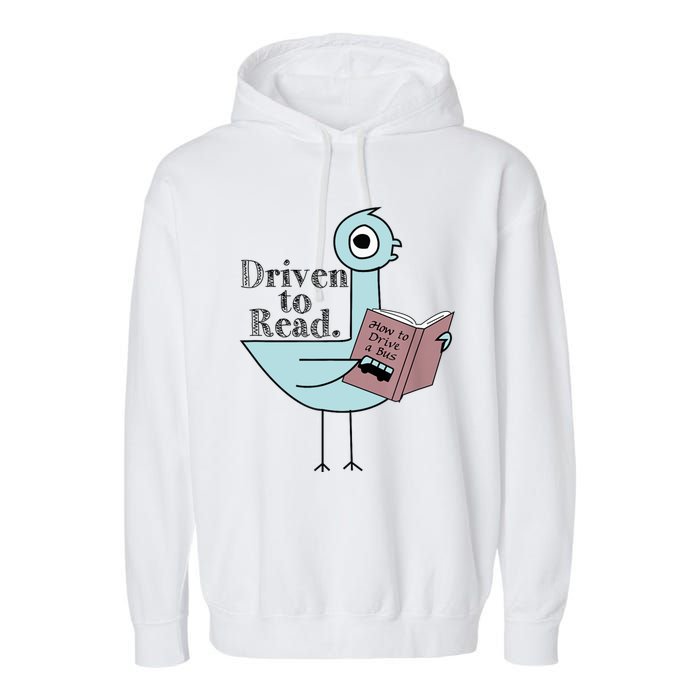 Driven To Read Pigeon Library Reading Books Readers Garment-Dyed Fleece Hoodie