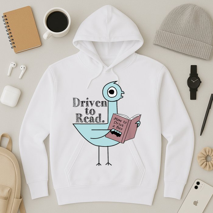 Driven To Read Pigeon Library Reading Books Readers Hoodie
