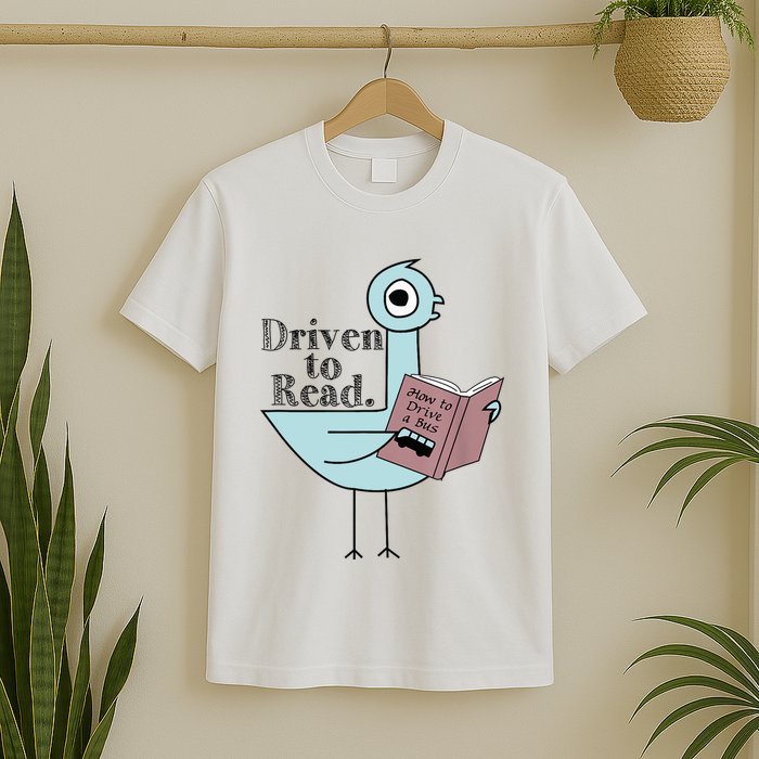 Driven To Read Pigeon Library Reading Books Readers T-Shirt