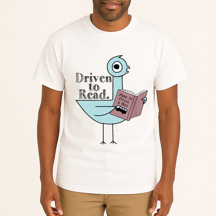 Driven To Read Pigeon Library Reading Books Readers Tall T-Shirt