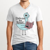 Driven To Read Pigeon Library Reading Books Readers V-Neck T-Shirt
