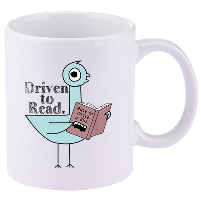 Driven To Read Pigeon Library Reading Books Readers 11oz C Handle Ceramic Mug