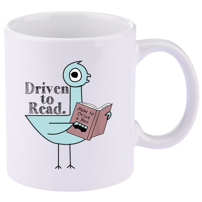 Driven To Read Pigeon Library Reading Books Readers 11oz C Handle Ceramic Mug