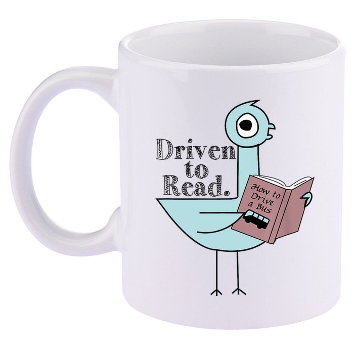 Driven To Read Pigeon Library Reading Books Readers 11oz C Handle Ceramic Mug