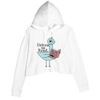 Driven To Read Pigeon Library Reading Books Readers Crop Fleece Hoodie