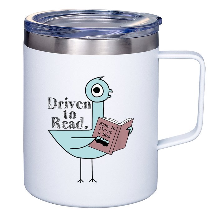 Driven To Read Pigeon Library Reading Books Readers 12oz Stainless Steel Coffee Mug