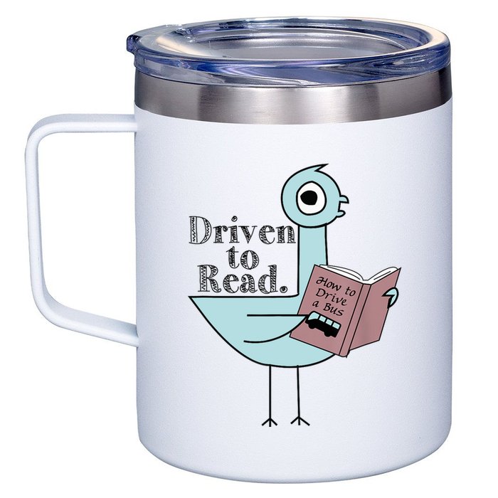 Driven To Read Pigeon Library Reading Books Readers 12oz Stainless Steel Coffee Mug