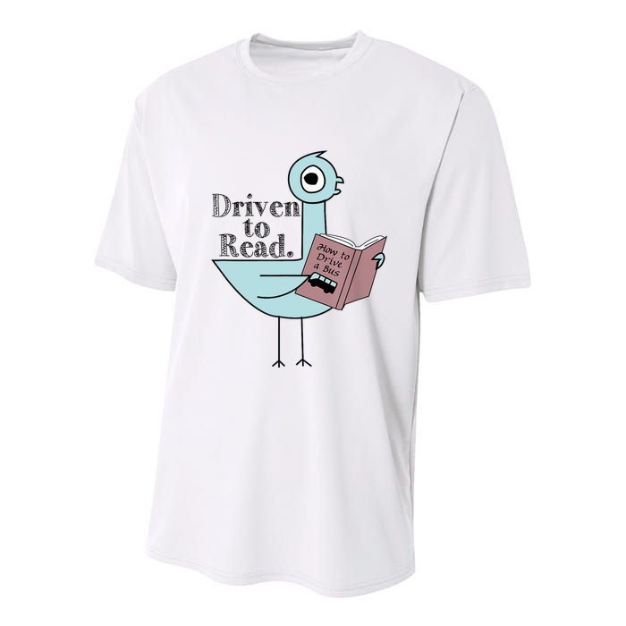 Driven To Read Pigeon Library Reading Books Readers Youth Performance Sprint T-Shirt
