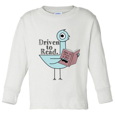 Driven To Read Pigeon Library Reading Books Readers Toddler Long Sleeve Shirt
